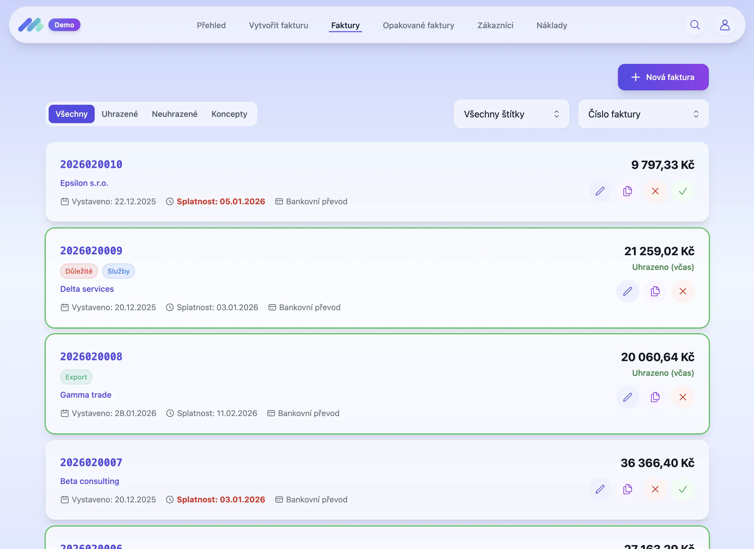 Tvoř faktury a měj přehled o klientech